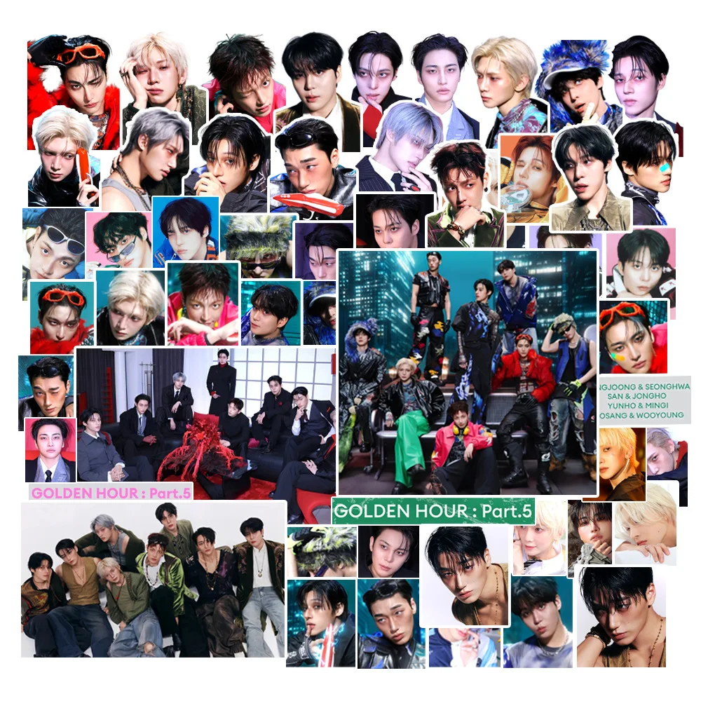 100pcs/Set Idol Men's Group ATEEZ New Album GOLD HOUR: Part 5 Stickers Mobile Computer Stickers Hongjoong San Fan Collect Gifts image 5