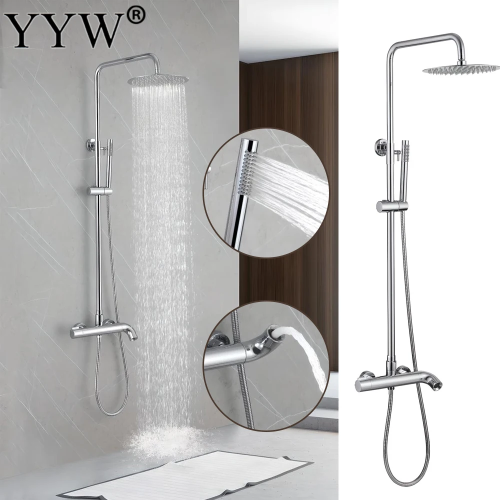 

Bathroom Shower Faucet Set Wall Mount Brass Mixer Rain Shower Triple-Function Shower System Bathe Fitting With Hand Shower