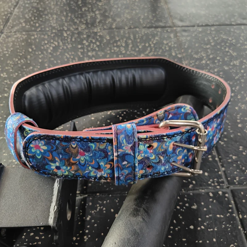 Lady Gym Weightlifting Belt with Blue Sparkling Flowers Female Powerlifting Belt Suitable for Women Lover Girlfriend Gym Belt
