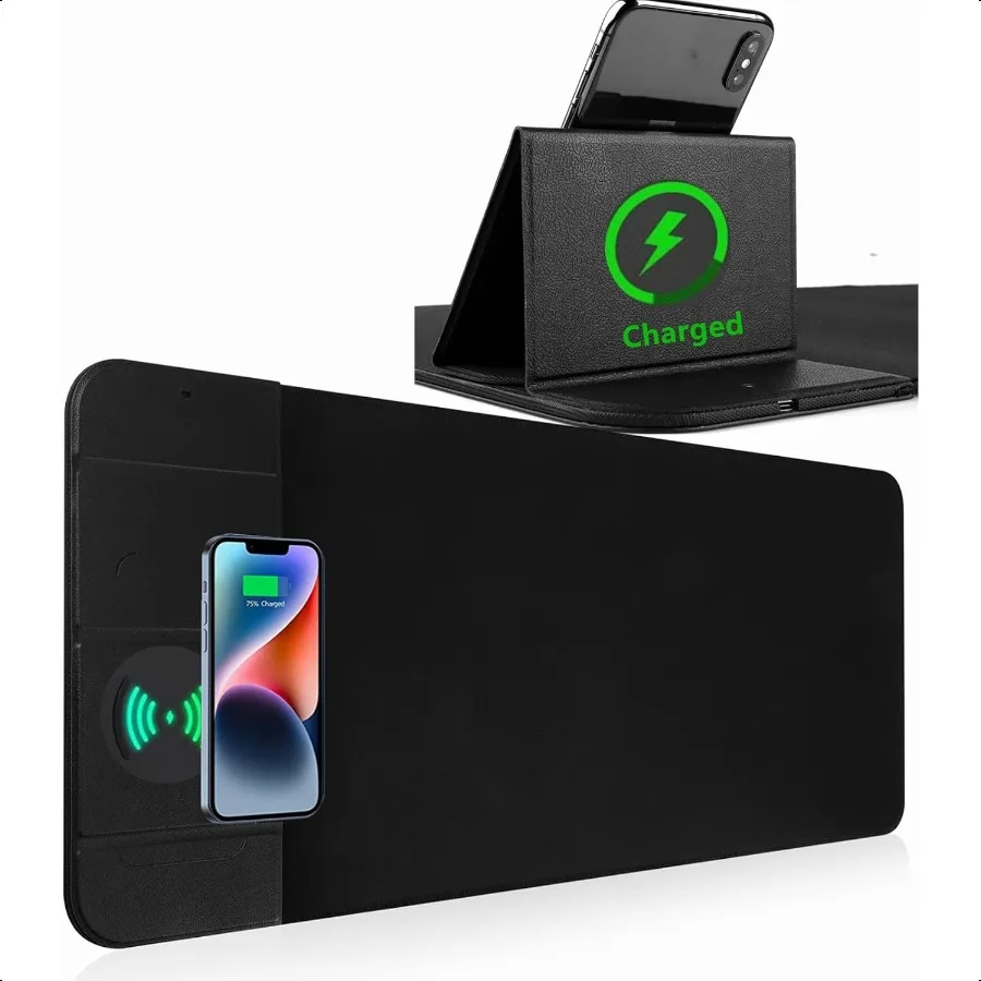 

Wirel Charging Mouse Pad with Phone Holder Gaming Mousepad Desk Mat 15W Qi Fast Charging Pad UltraSmooth Surface NonSlip Extend