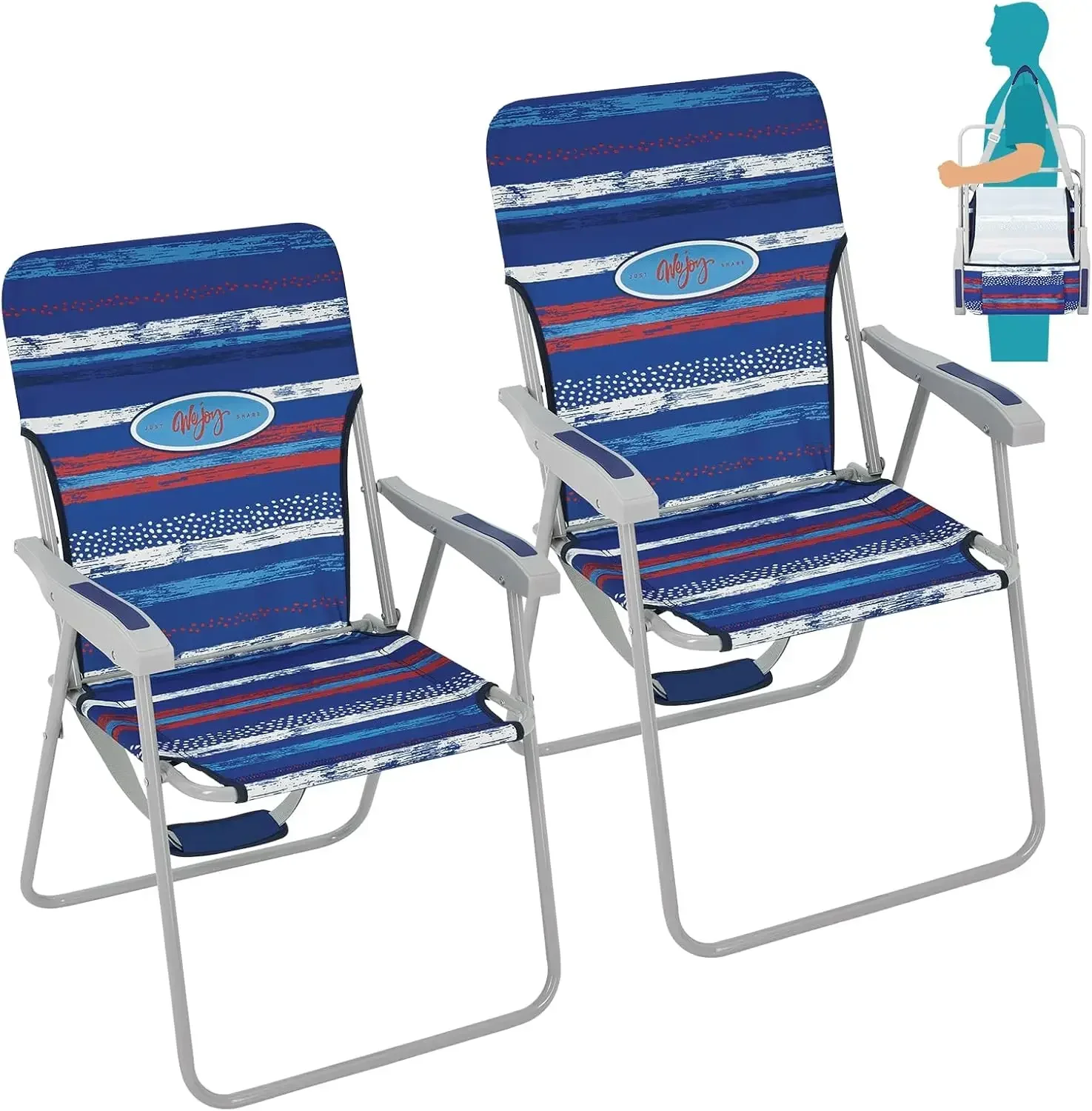 

Folding Beach Chair for Adults, Lightweight Beach Chair with Shoulder Straps, High Back Beach Chairs with Hard Armrest, Cyan