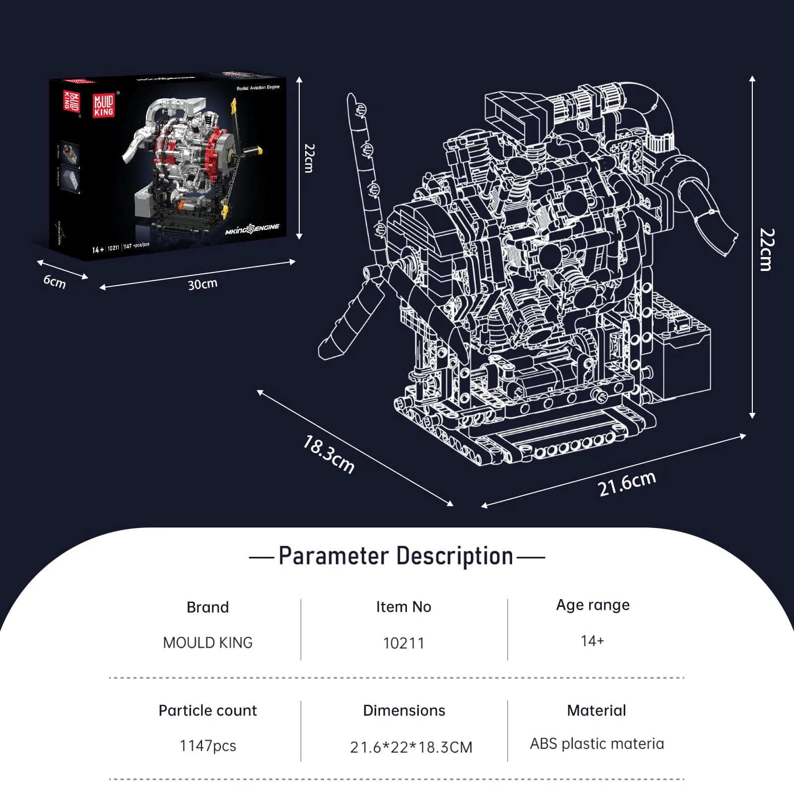 몰드 킹 10211 스타 에어로 엔진 모델 1147피스 DIY 빌딩 블록 부품 세트 브릭 조립 엔진 브릭 스팀 장난감 어린이 선물