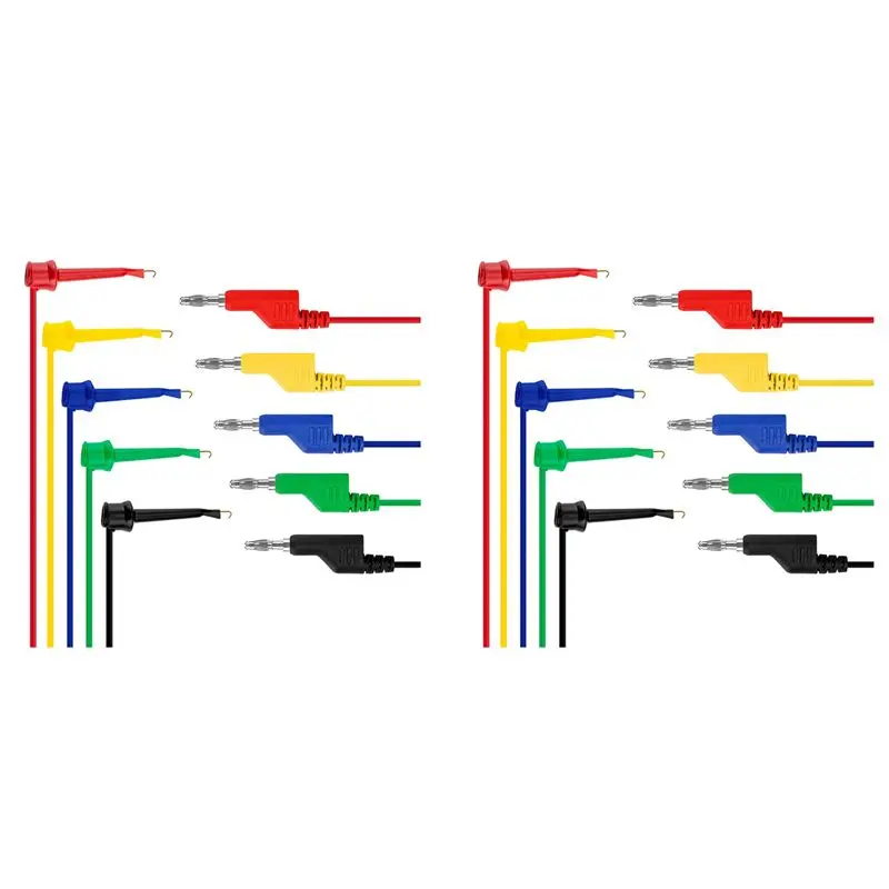 ABKJ-10PCS Test Hook Wire Stackable Banana Plug To Mini Grabber Multimeter Test Lead Set Flexible Wire Leads 500V/5V 39 Inch
