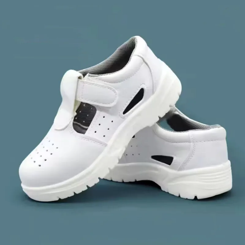 large size men leisure breathable steel toe cap work shoes soft leather tooling security sandals summer worker safety boots mans