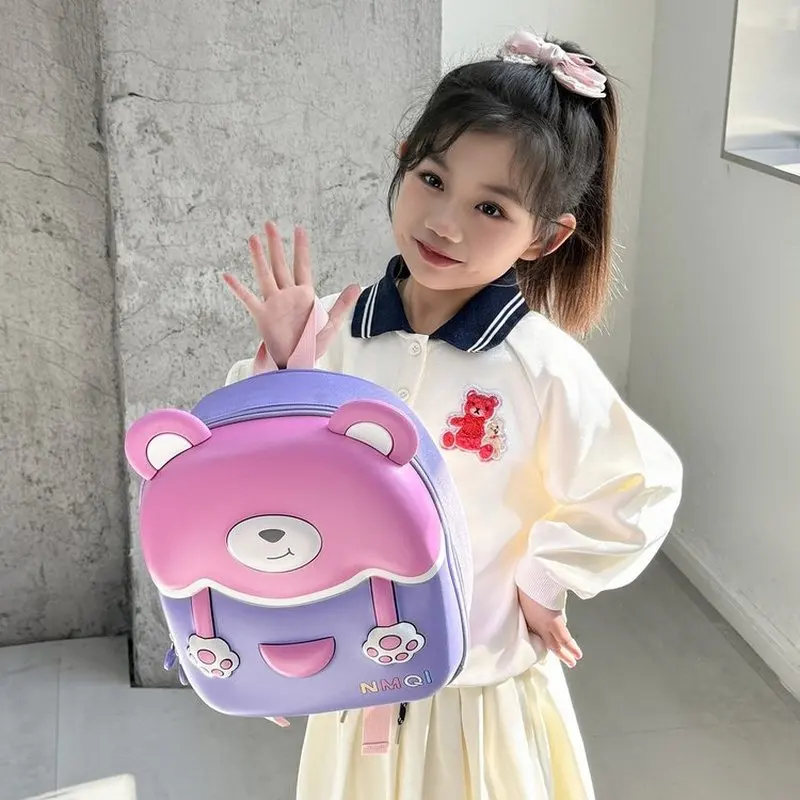Cute 3D Yellow Bear Kids Backpack Hard Shell Preschool School Bag With Padded Straps Boys Girls Toddler Travel Daypack Cartoon