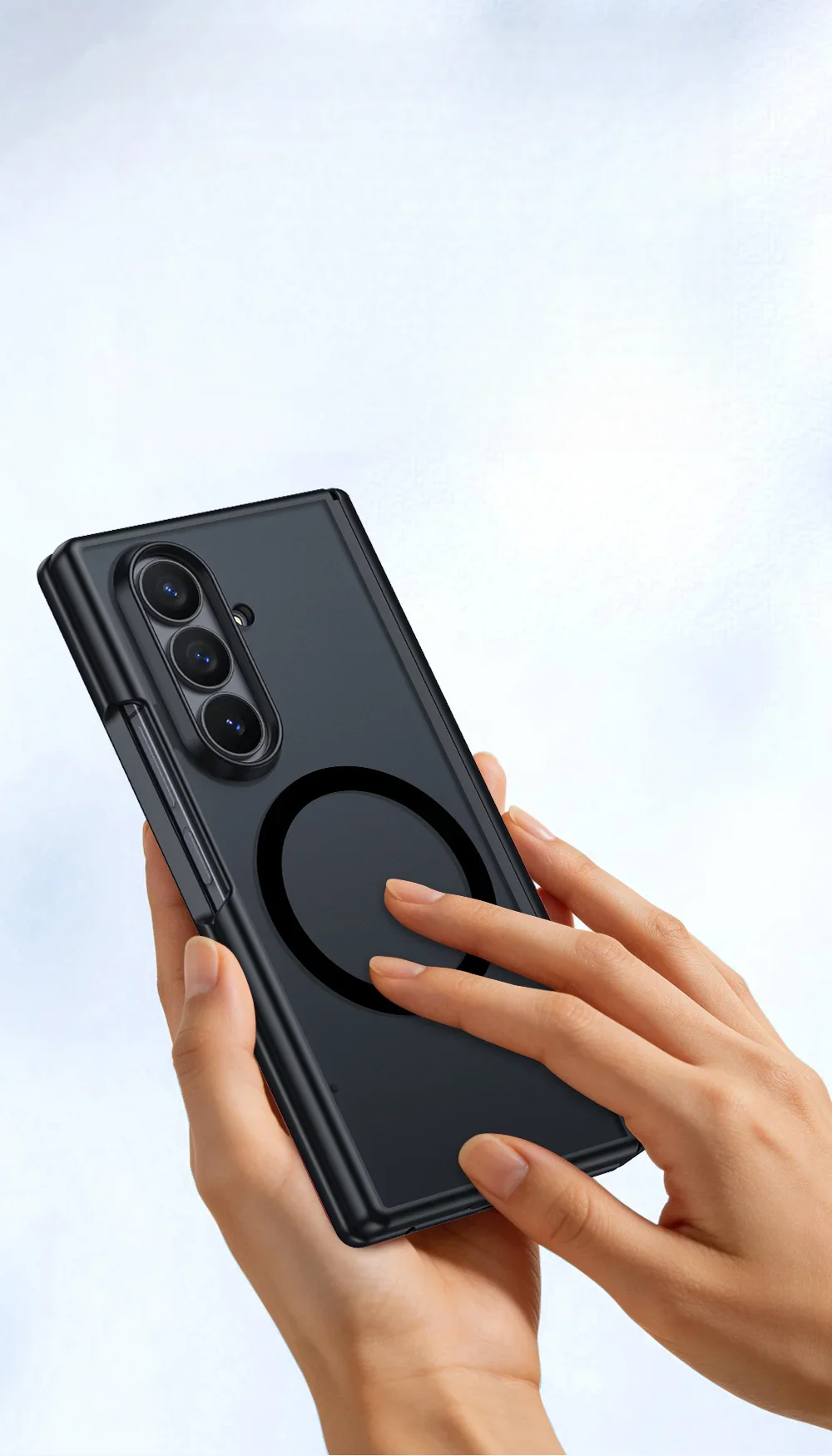 Phone case for Samsung Galaxy Z Fold 8 Ultra with skin-touch magnetic ring center hinge W26 integrated case with film protection