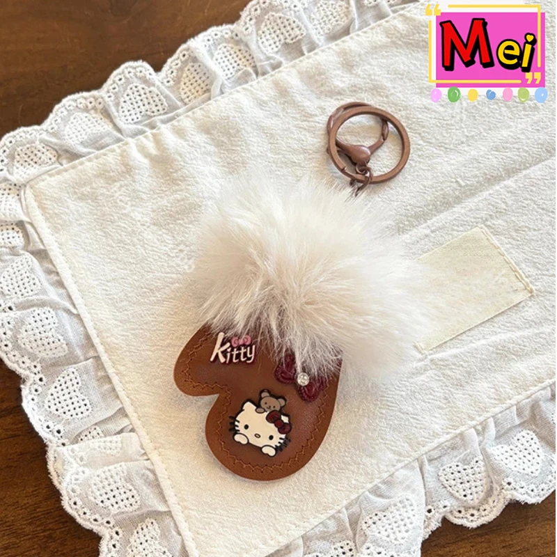 พวงกุญแจตุ๊กตาแมวน่ารัก สร้างสรรค์รูปทรงถุงมือการ์ตูน ของตกแต่งกระเป๋าเป้สะพายหลัง ของประดับตกแต่งรถยนต์ สายคล้องของขวัญวันคริสต์มาสและวันเกิด