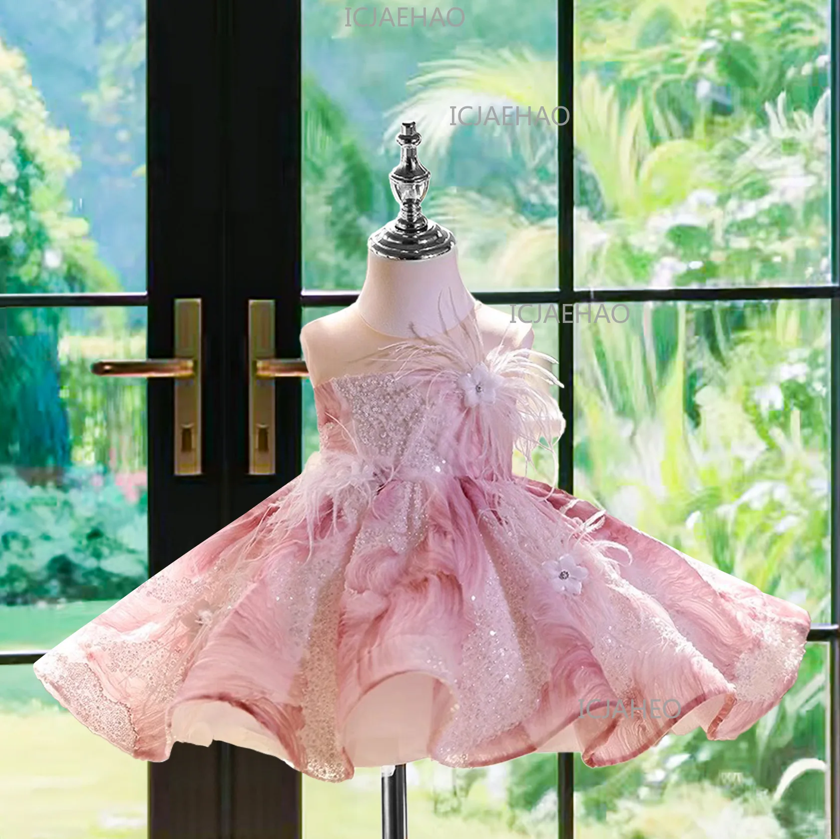 Kids Evening Dress, Flower Girl Gown, Girls Princess Puffy Tulle Skirt, Stylish Host Performance Costume, High-end Fashion Show