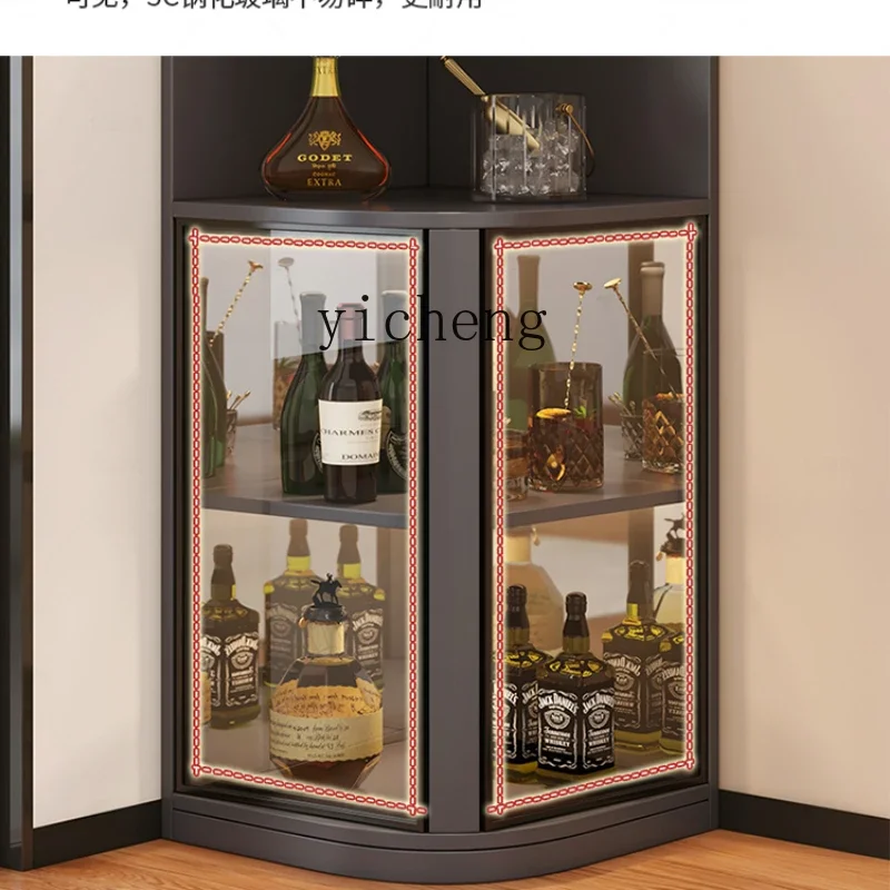 ZF Display Cabinet Light Luxury Corner Triangle Wine Rack Solid Wood Living Room Edge Storage Corner Cabinet