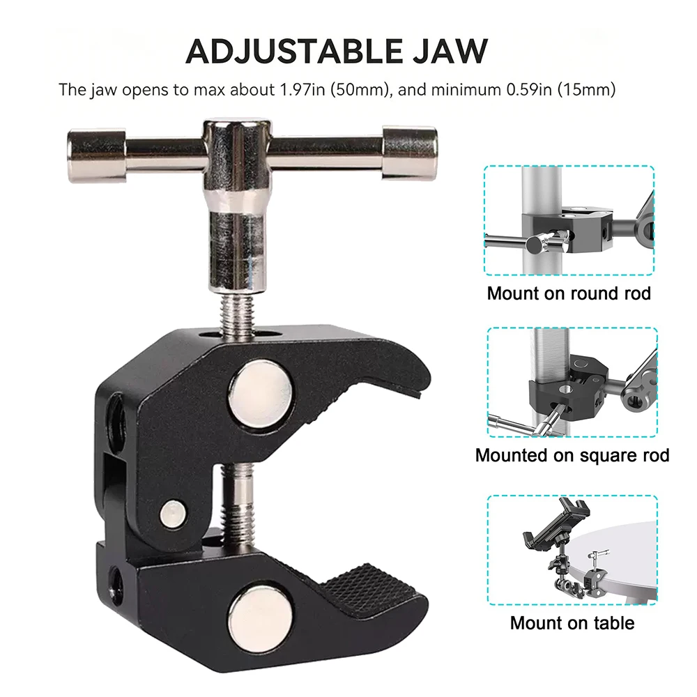Universal 360 °   Super Clamp Mini-Kugelkopf-Schnellverschlusshalterung mit 1/4-Zoll-Schraubclip für DSLR-Kamera, GoPro, DJI, Insta360
