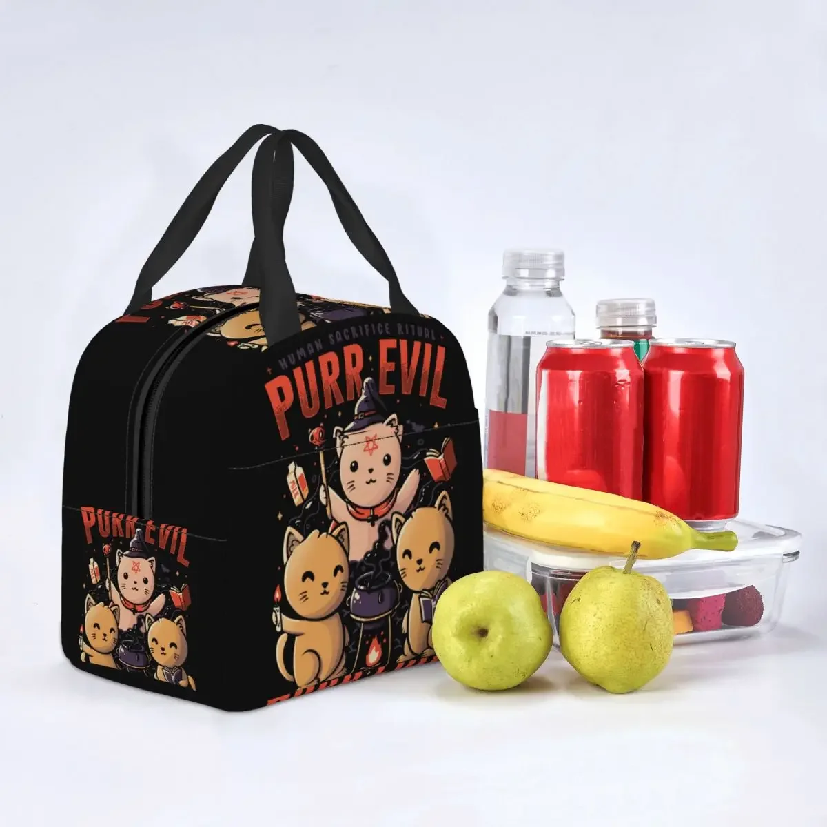 Anime Witch Cat Insulated Lunch Bag for Camping Travel Nekomanger Neko Mancer Waterproof Thermal Cooler Bento Box Women