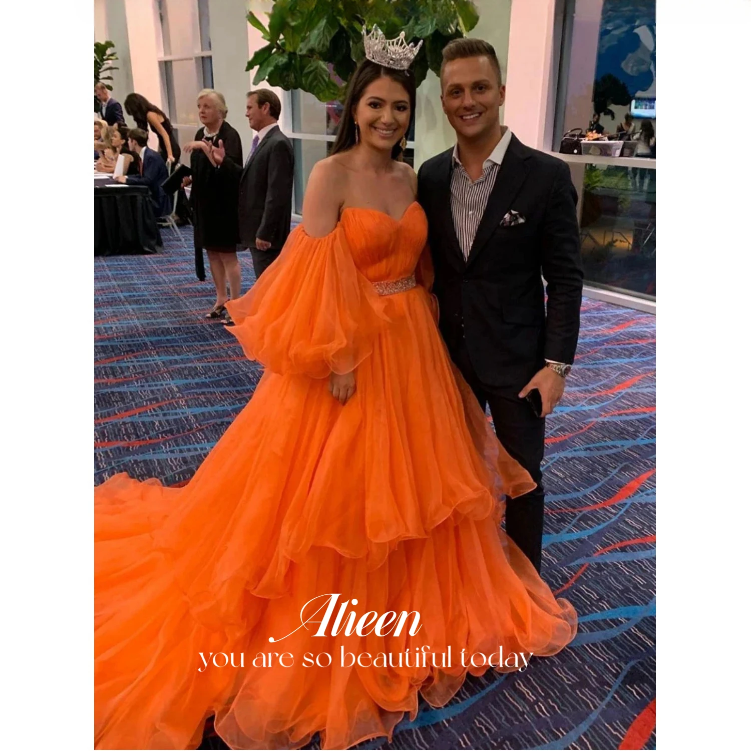 

Aileen Off the Shoulders Elegant Gowns Ball Gown Wedding Dress Party Evening Elegant Luxury Celebrity Long Sleeves Layered Women