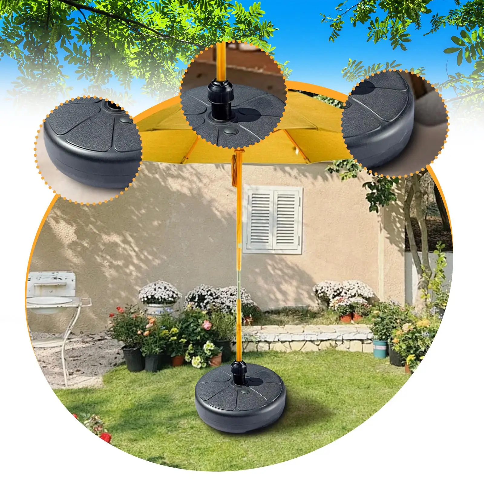 

Umbrella Base Round Heavy Duty Outdoor Umbrella Holder for Beach Patio Deck