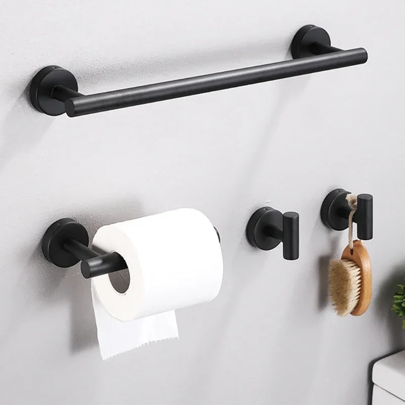 Black Gold Bathroom Hardware Set Accessories Stainless Steel Towel Rack Toilet Paper Holder Hook Bathroom Shelf Organizer Set