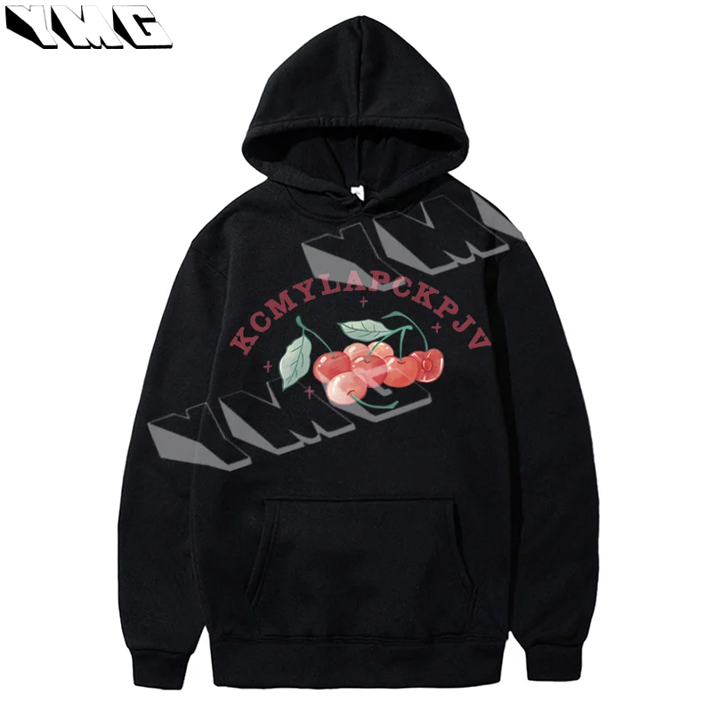 Autumn Harajuku Cute Thick Cotton Hoodie Women's Retro Cherry Pattern High Quality Thick Cotton Oversized Loose Sports Hoodie