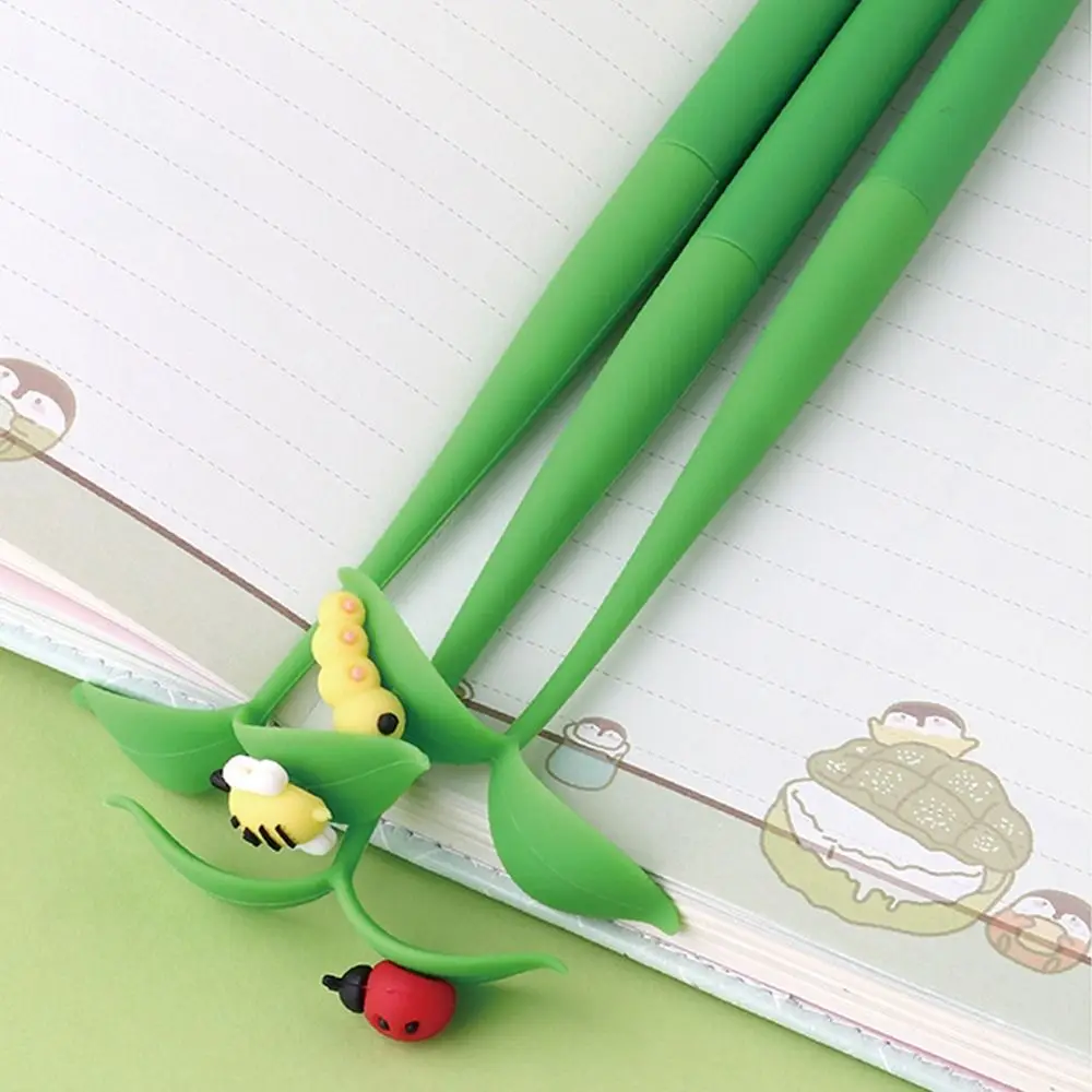 ST Nib Flowers Insects Leaves Pen 0.5mm Black Ink Soft Rubber Dancing Gel Pen Quick-Drying Writing Smoothly Neutral Gel Pen