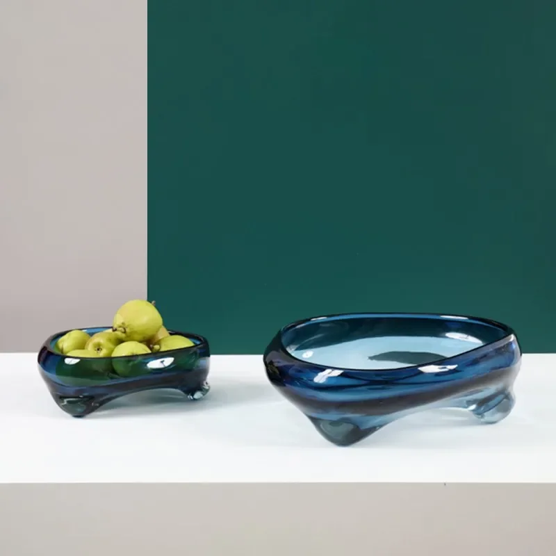 Glass Tray Geometric Triangle Transparent Glass Fruit Tray Desktop Storage Dish Jewelry Organizer Home Decoration Accessories