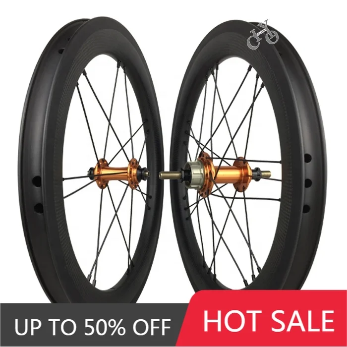 STLF Carbon Fiber 3 Speed Foldable Bicycle Wheels 16inch Rim Brake Clincher 38mm G2/g3 14/21 Holes 349 Wheelset 16