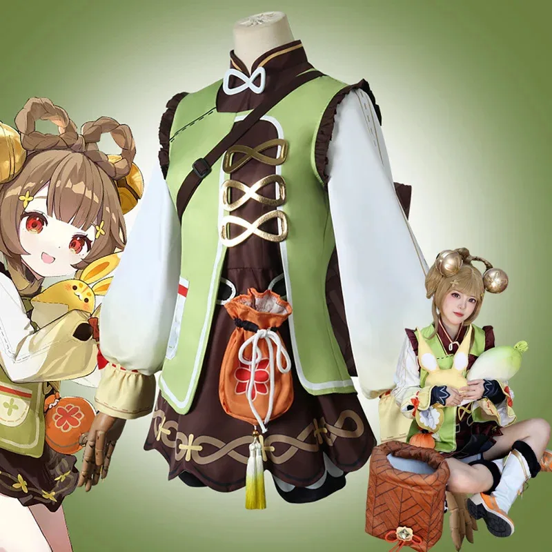 

YaoYao Cosplay Costume Adult Carnival Uniform Wig Anime Halloween Party Costumes Masquerade Women Game Genshin Impact