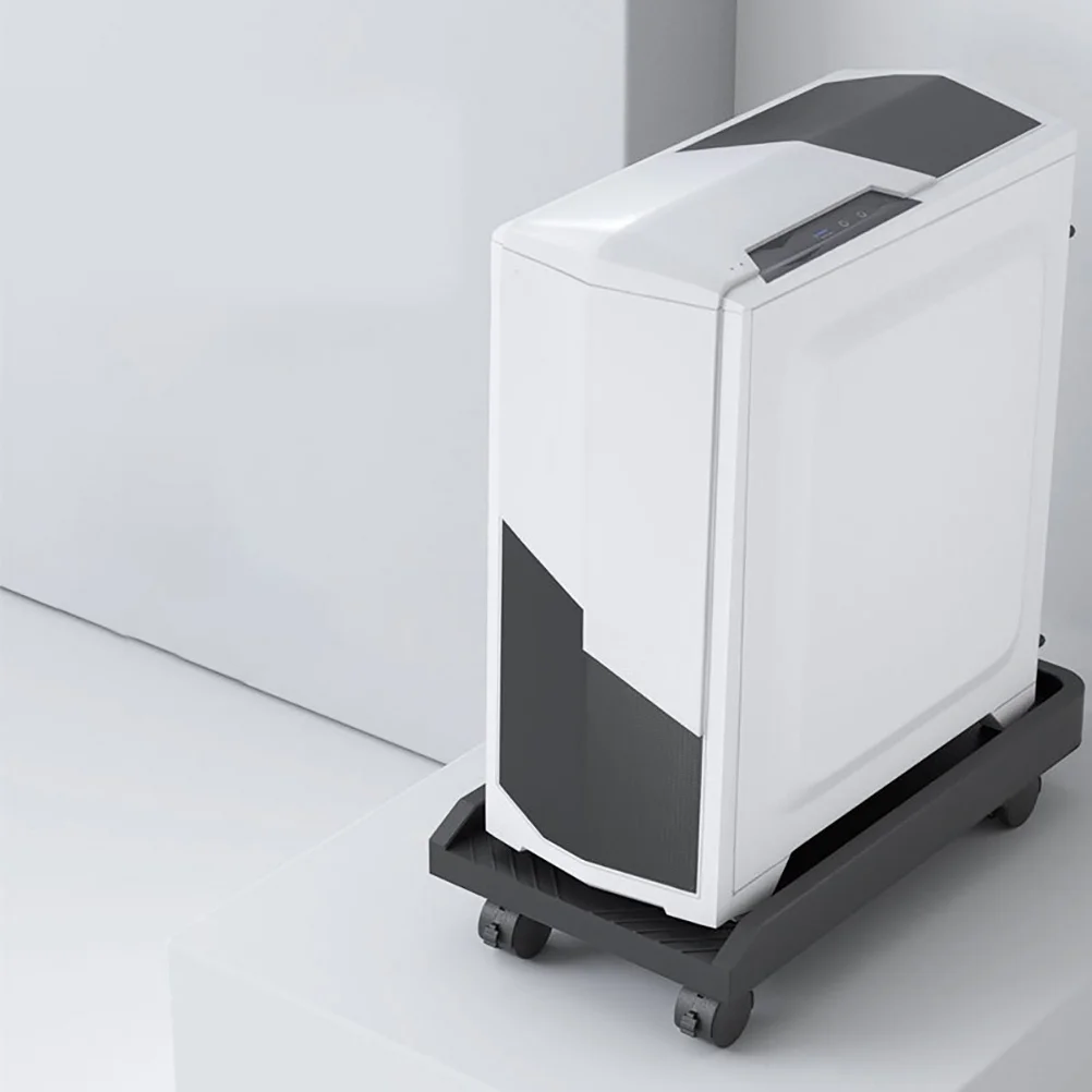 Computer Mainframe Stand Radiating Holes Heat Dissipation Plastic Cpu Holder Movable Wheel Bracket Tower Pc Storage Shelf
