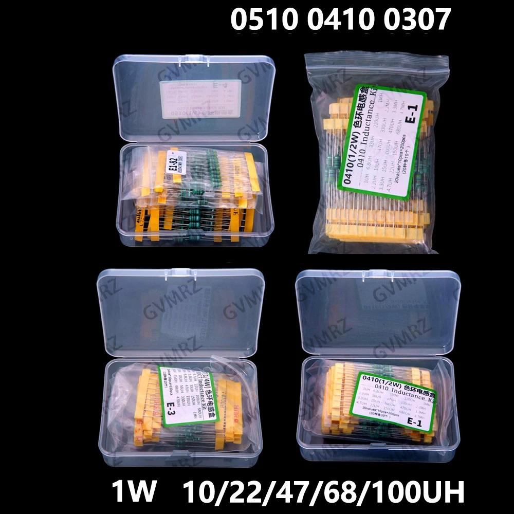 150PCS 200PCS 220PCS 0510 0410 0307 color-coded inductor 1W 10/22/47/68 inductor sample package 100/220/470UH/1MH