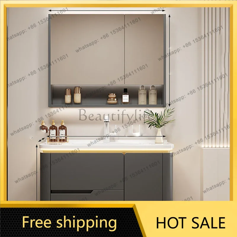 YJ Mirror Storage Bathroom Cabinet Organizer Toilet Display Partitions Luxury Drawers Modern Cupboard Paper Gabinete Home Furnit