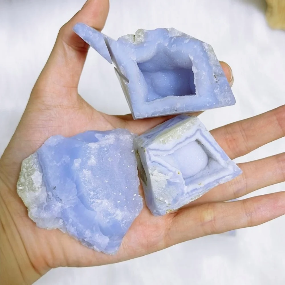1pc Natural Blue Lace Agate Chunks Mineral Druzy Geode Specimen Reiki Engergy Crystal Blue Chalcedony Home Decoration
