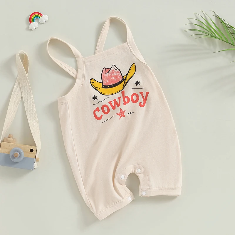 Infant Baby Romper Cowboy Sleeveless Jumpsuit Summer California Backless Bodysuit Boy Girl Strap  Overall