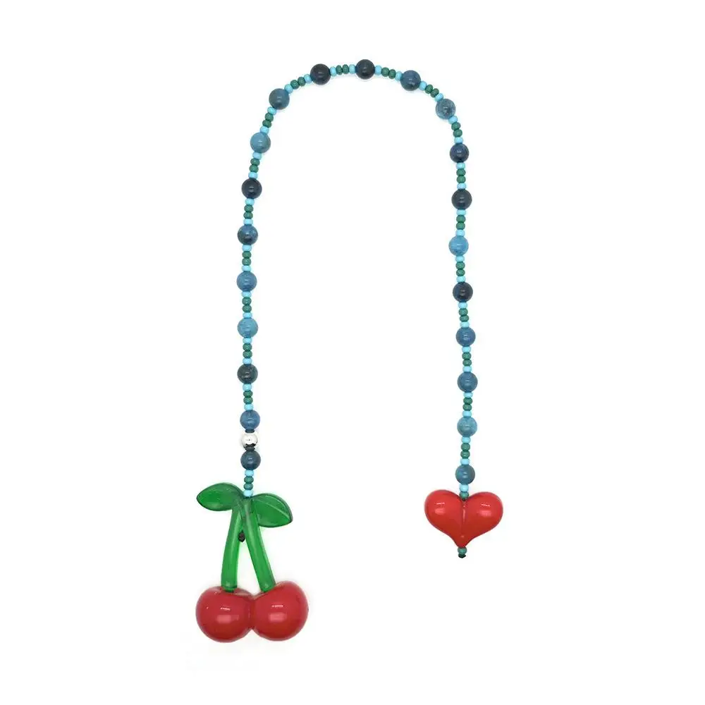 

Bag Hanging Chain Bag Ornaments Bag Decor Bead Chain Cherry Pendant Nature Stone Bead Love Pendant Colorful INS Bag Pendant