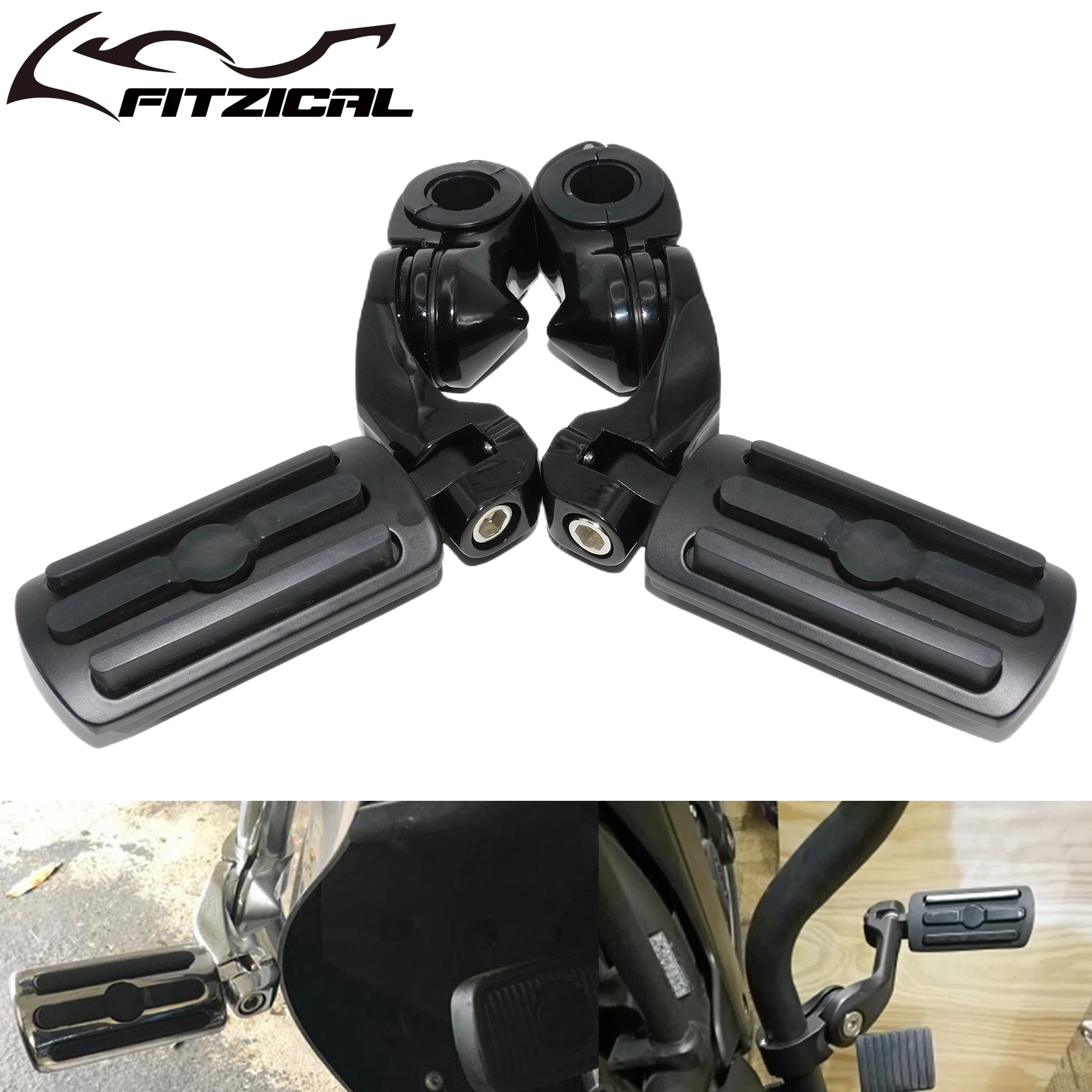 

Motorcycle Black Universal Engine Guard Footrest Highway Bar Foot Pegs Short Footpeg Clamps For Harley Sportster XL Touring Dyna