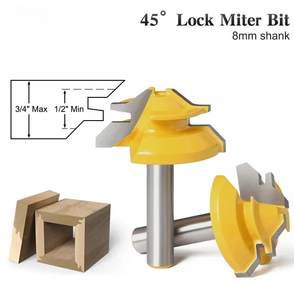 

Фреза для торцевой обработки из твердосплавного сплава, 45 градусов, хвостовик 8 мм | Идеальный 90 ° Фреза для соединения деревянных углов | Принадлежности для электроинструментов по деревообработке