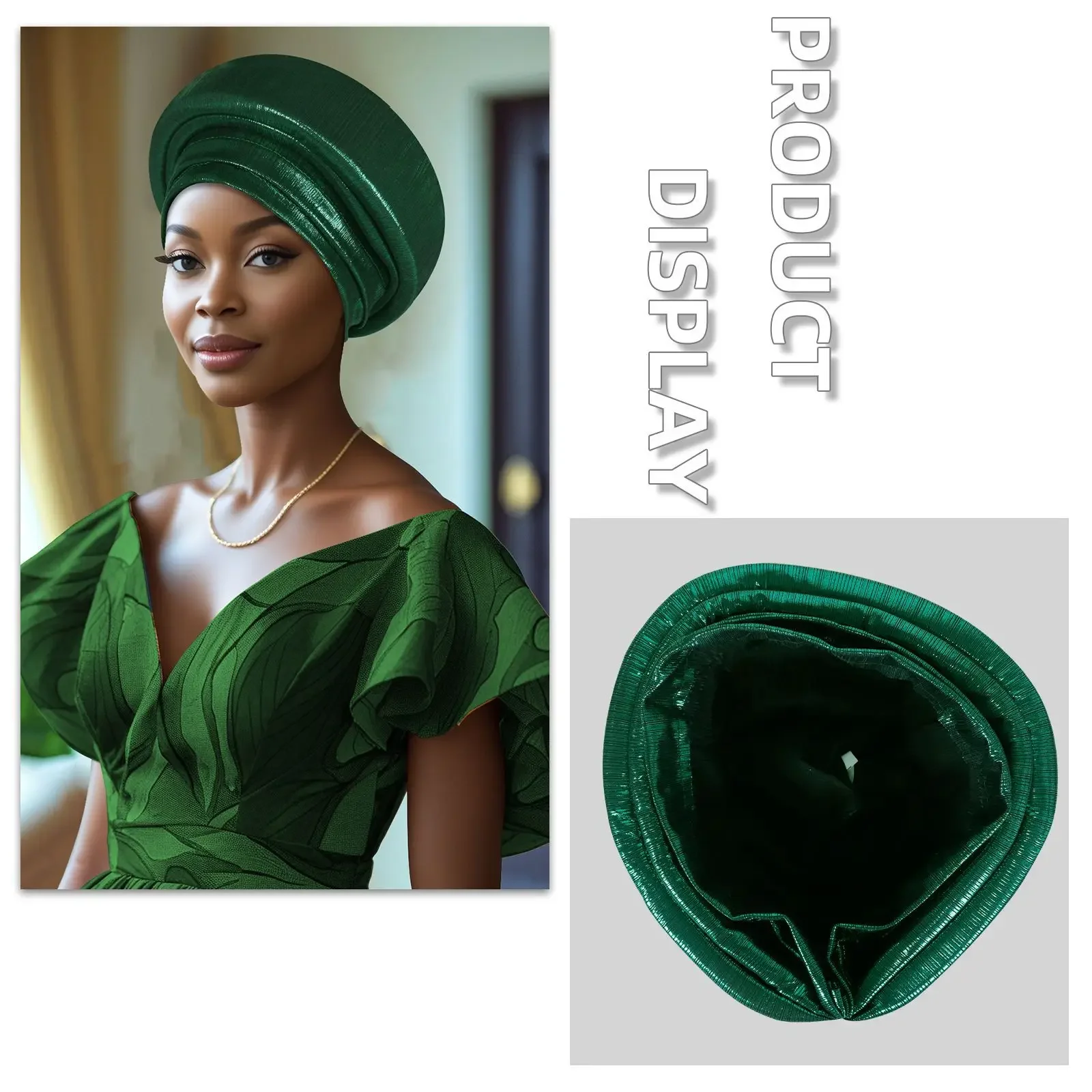 جديد الأفريقي السيارات Gele ربطة الرأس مطوي بريق الحجاب النساء مسلم الحجاب رئيس التفاف بونيه نيجيريا خوذة قبعة عمامة بالفعل