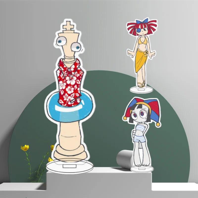 

15-сантиметровая акриловая фигурка-стенд для летнего купальника по мотивам The Amazing Digital Circus: Гангл, Рагата, Помни – коллекционный настольный сувенир