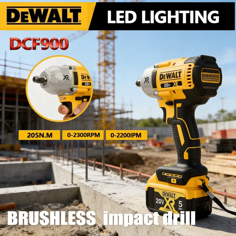 

Dewei DCF900 20v 4-Mode Wireless Impact Wrench High Torque Brushless 1/2 Universal Battery Tool for Auto Repair Construction