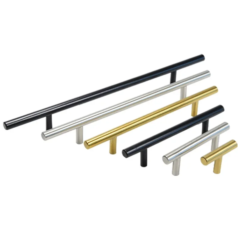 Modern Gold Brushed Straight Cupboard Handles Knobs Stainless Steel Brushed Black Gold Kitchen Door Handles Cabinet Pull