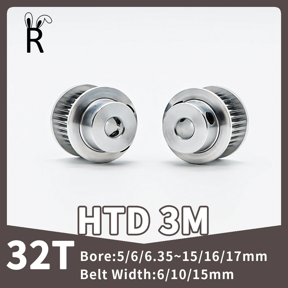 

32 Teeth HTD 3M Belt Pulley Timing Pulley Bore 5/6/8~15/16/17mm CNC Gears Teeth Width 6/10/15mm 3M Pulley 32T Synchronous Wheels