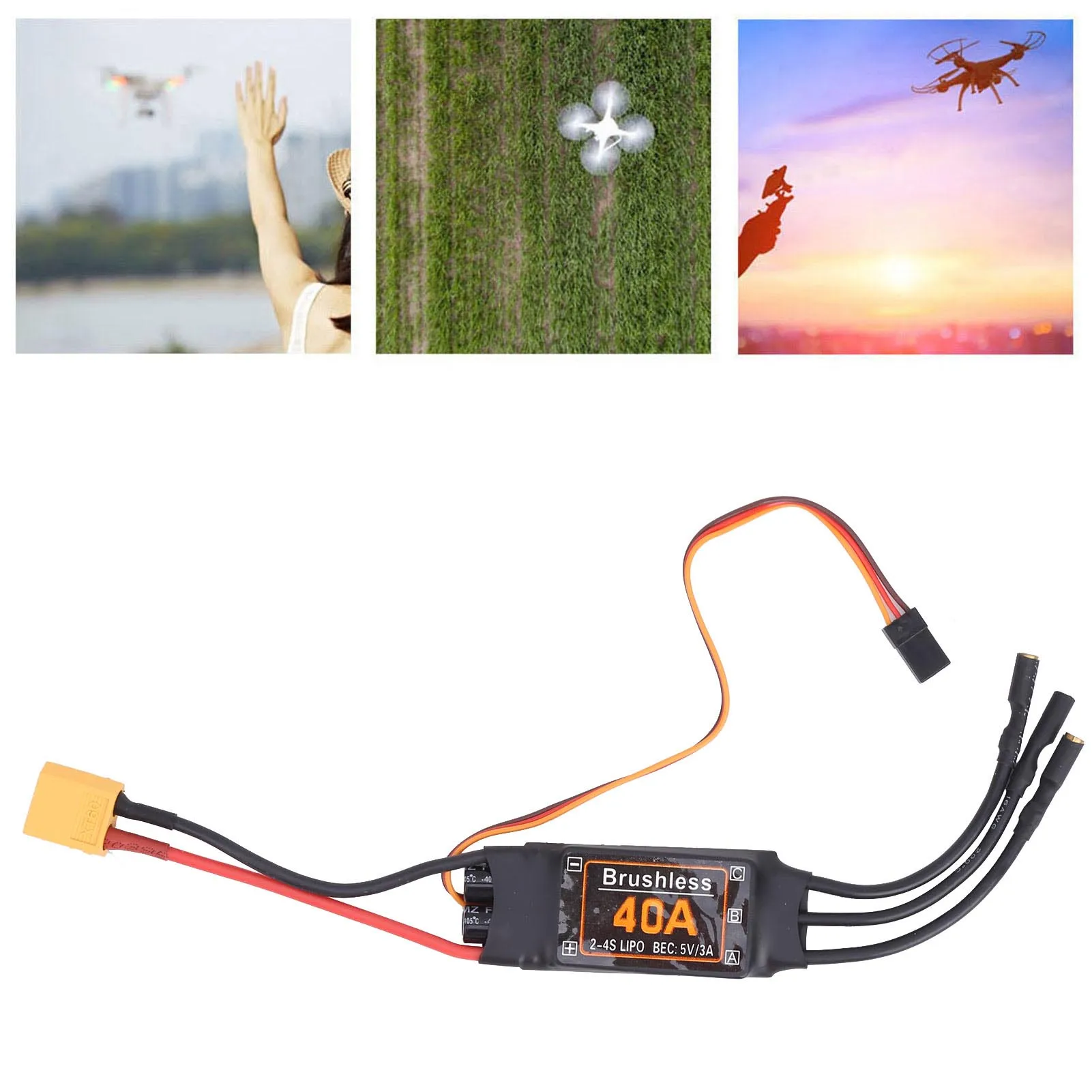 40A Brushless ESC Speed Controller 5V/3A BEC Output for RC Drone Airplanes Accessory Brushless Electric for RC 40A ESC Drone ESC