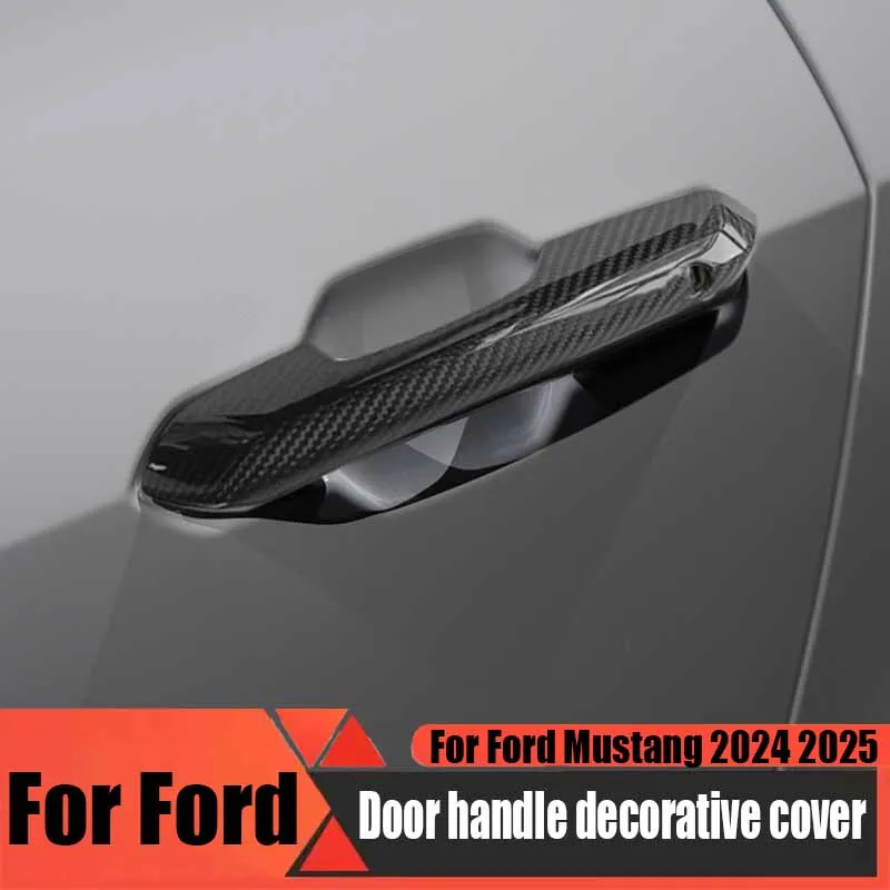 

For Ford Mustang 2024 2025 true carbon fiber door handle decorative cover car exterior decoration accessories