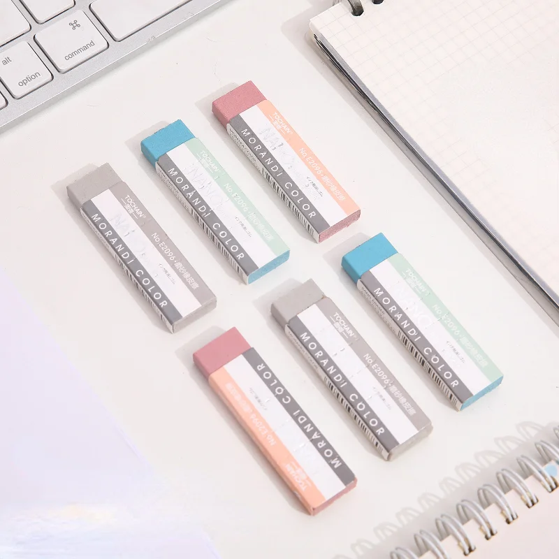 3 pcs New Morandi scrub student learning stationery solid color rectangle wipe clean eraser needed eraser