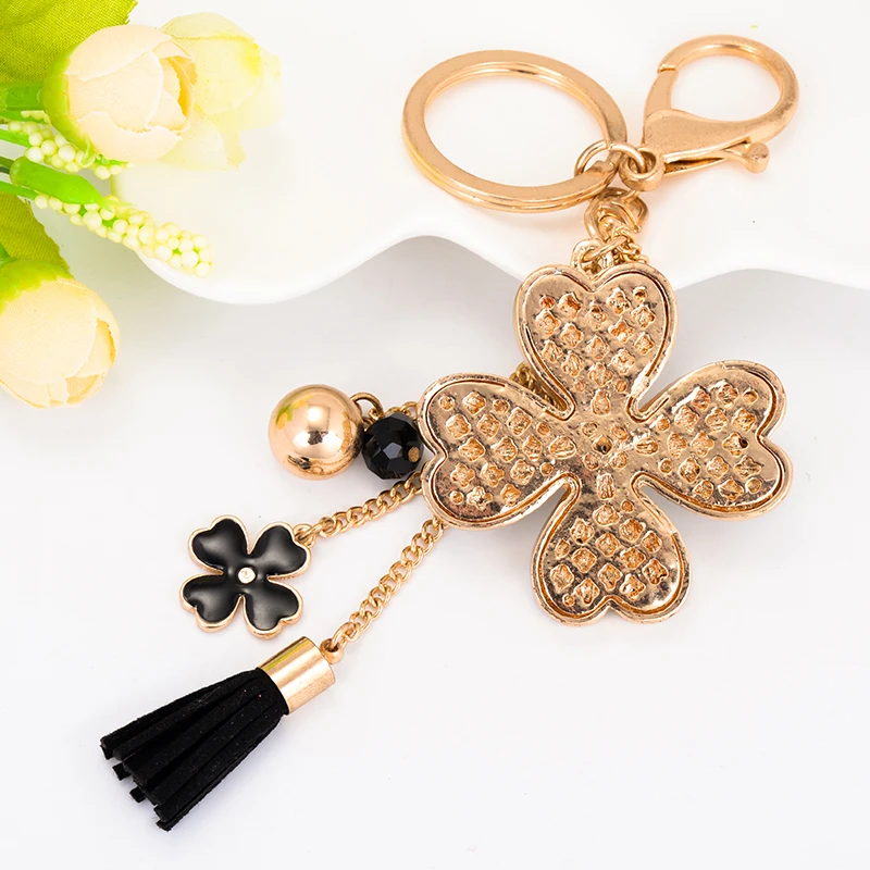 EASYA Love Clover Creative Gift Key Chain Alloy Rhinestone Key Chain Bag Pendant Women Handbag Charm Car Accessories Small Gift