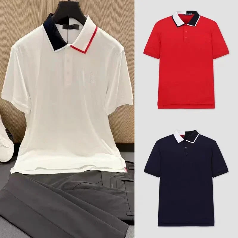 

Men's Golf Clothing Lapel Contrasting Color Sports Outdoor Casual Versatile T-Shirt Moisture-wicking Stretch Top