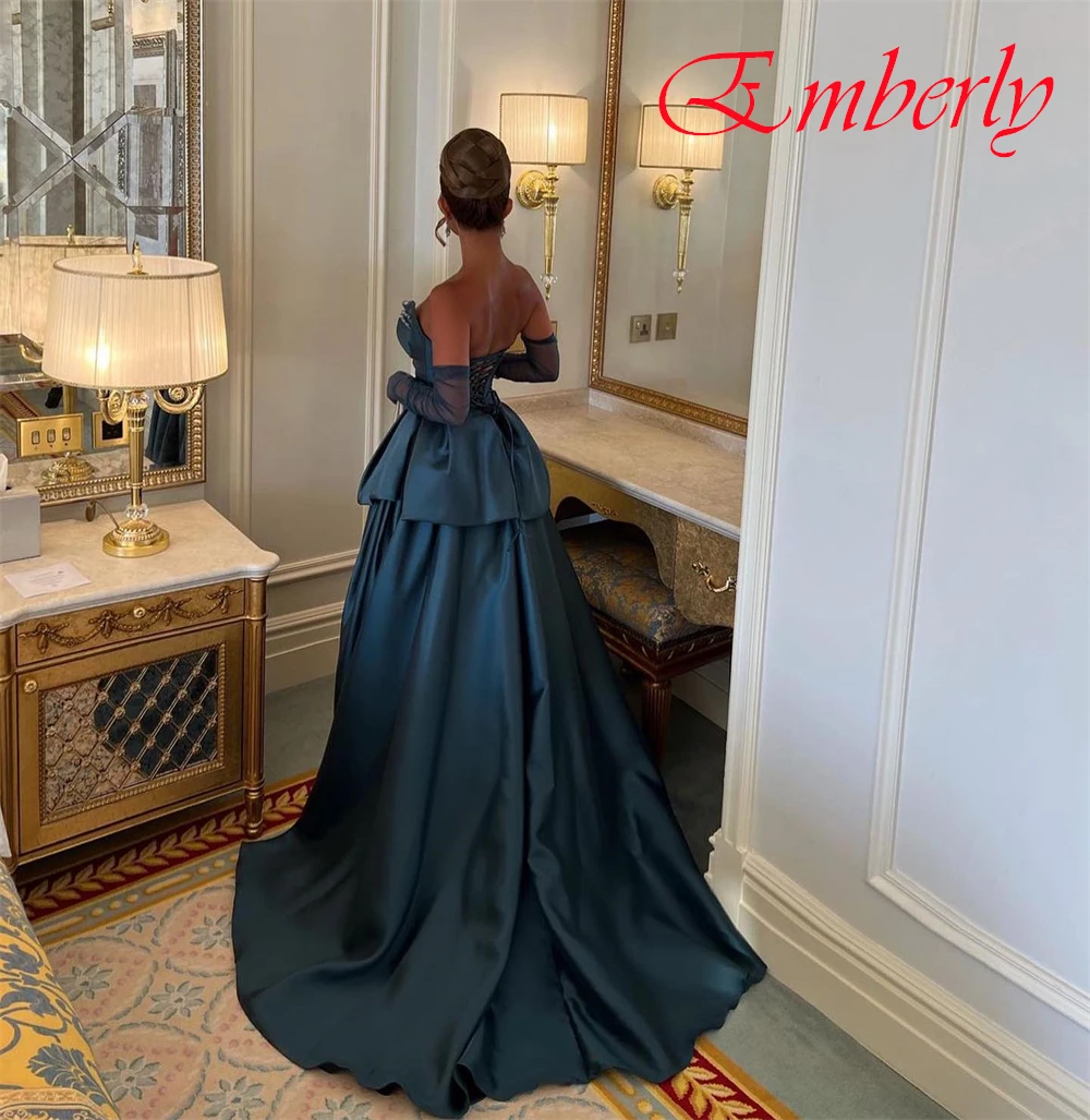 Customized Strapless Satin A-Line Sleeveless Evening Dress Delicate Crystal Party Dresses Sparkly Special Occasion Gowns