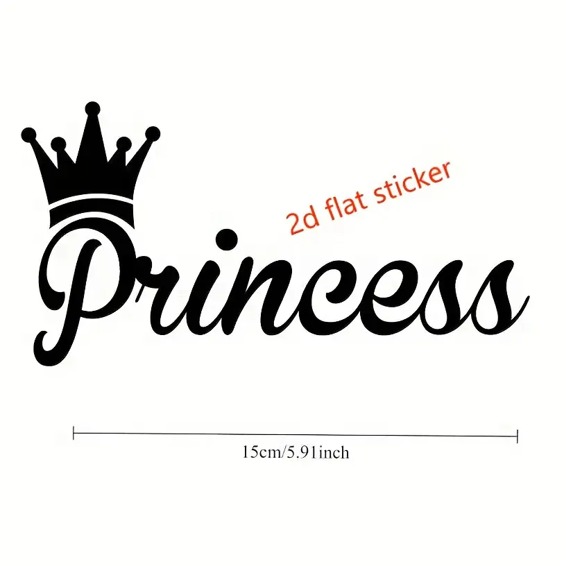 2D Flat Stickers for Cars, Waterproof Vinyl Princess Car Decorations, Automotive Embellishments, And Motorcycle Decals