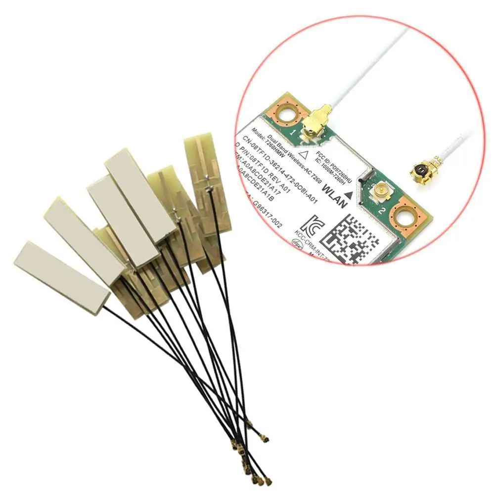 2 sztuki Mini pci-e Wifi antena wewnętrzna laptopa Wifi Bluetooth folia antena do bezprzewodowego adaptera tabletu karta sieciowa antena