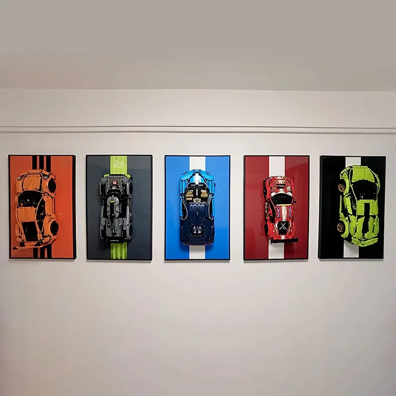 31.5インチ メタルディスプレイウォールマウント レゴモデル42125用、フェラーリ488 GTE AFコルセビルディングブロックモデルカー用ウォールマウントディスプレイ