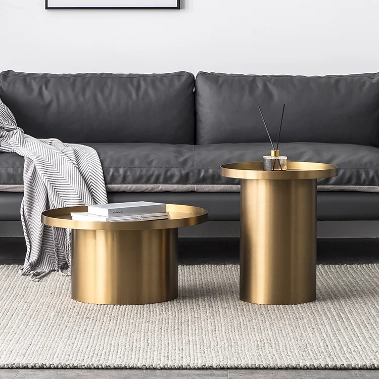 coffee edge few stainless steel metal round tall and short combination light luxury corner few