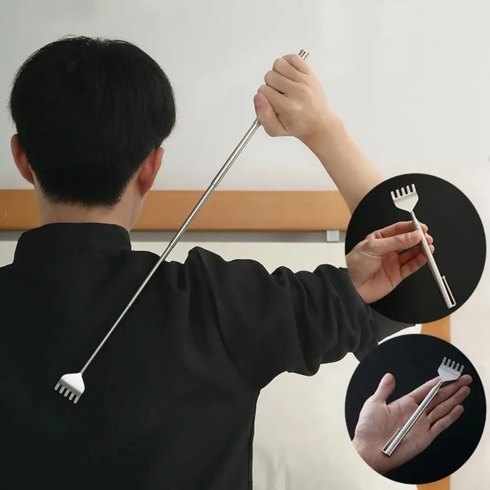 

Retractable Back Scratcher Stainless Steel Itch Scratcher Non-ticking Telescopic Itch Massage Tool