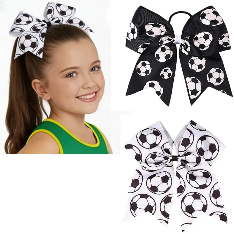 12pcs/ Jumbo Cheer Ponytail Holder Cheerleading Ball Large Bow Hair Ropes Elastic Hair Bands Hair Accessories for Women Girls