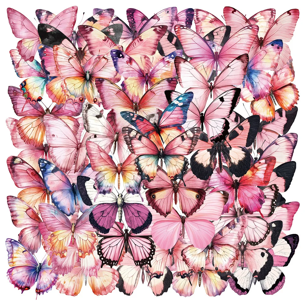 

50 шт. розовая бабочка мультяшные наклейки DIY Скрапбукинг гитара сноуборд мотоцикл игрушка для багажа ПЭТ наклейка