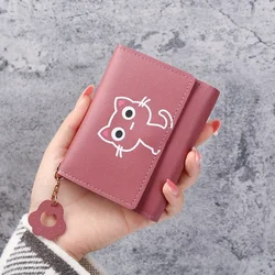 New Cute Cat Print Women's Wallet Short Wallet Leather Small Purse Fashion Ladies Female Girls Money Bag Card Holder Wallets